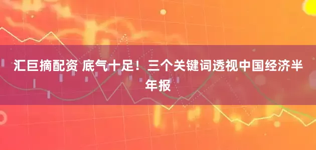 汇巨摘配资 底气十足！三个关键词透视中国经济半年报